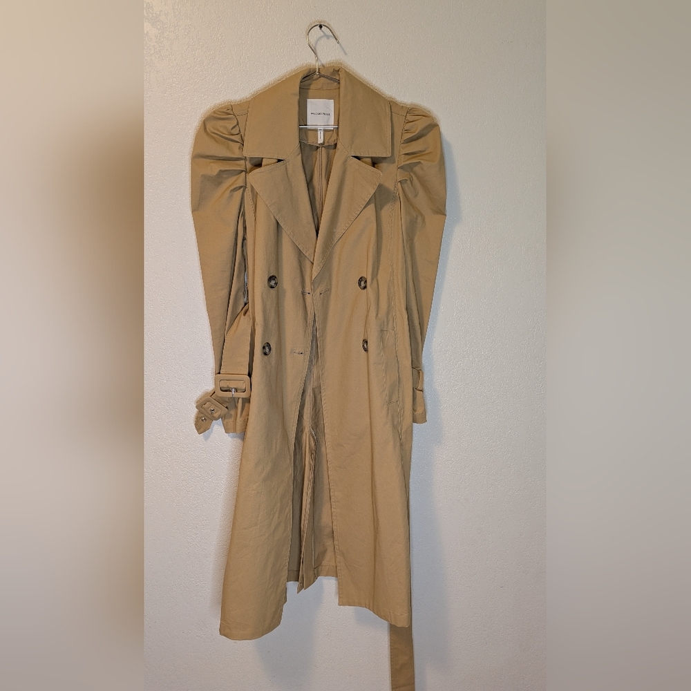 Avec Les Filles Puff Sleeve Classic Tan Trench Coat - Picture 15 of 15